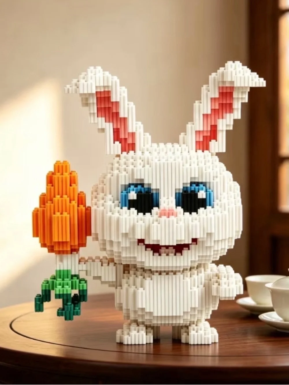 White Bunny Building Block Toy with Orange Carrot - Kids Fun Set
